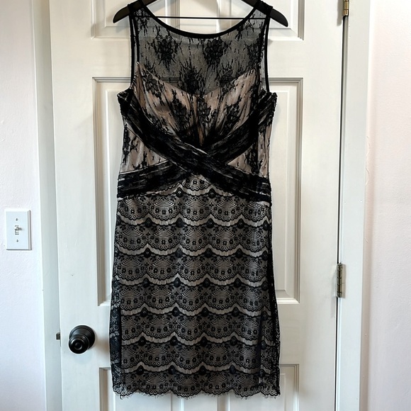 Jax Mesh & Lace Overlay Mini Tank Dress - Size 16 - Picture 1 of 12